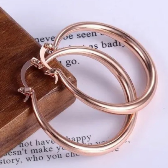 Classic Elegant 12k Gold Plated over Sterling Silver Round Hollow Hoop E… - Picture 6 of 8